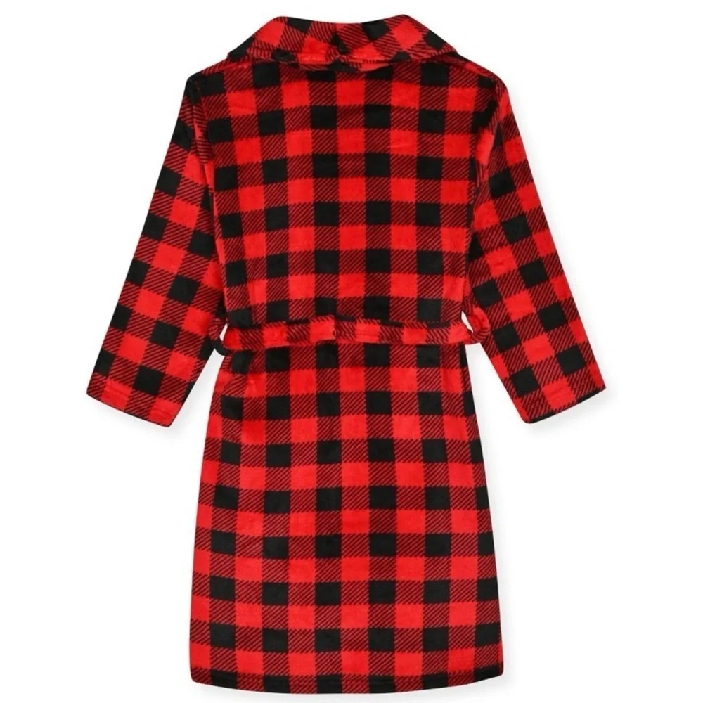WONDERSHOP OEKO-TEX FLANNEL FLEECE ROBE - RED/BLACK SIZE 4 (NEW WITH TAGS)